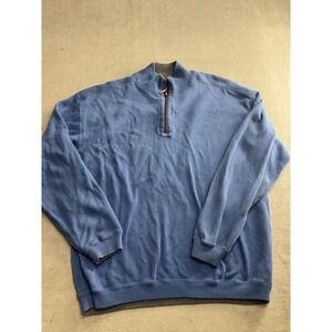 Tommy Bahama Mens Quarter Zip Pullover Sweater Blue Heathered Size XL Reversible